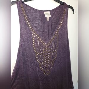Chic Purple Top with Gold Studs